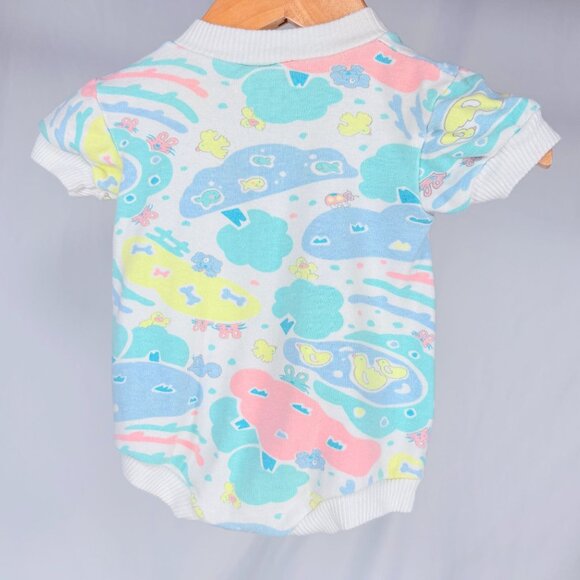 Vintage Pastel Fish Duck Ladybug Short Sleeve Onesie Bubble Romper Outfit 3m - Picture 6 of 8